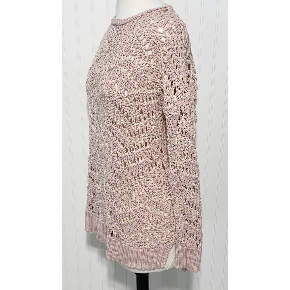 Universal Thread Open Knit Sweater Crew Neck Long Sleeve Pullover‎ Pink Cream XL - Picture 2 of 12